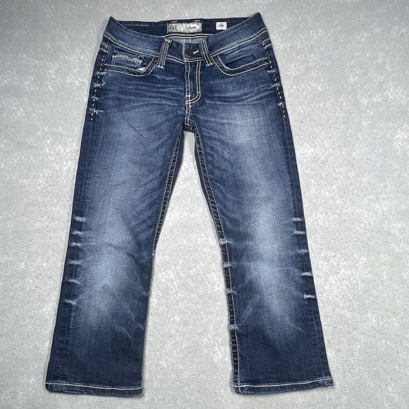 BKE Jeans Women’s Size 28 Blue Culture Denim Bootcut Crop Stretch Jeans Pockets - Picture 1 of 16